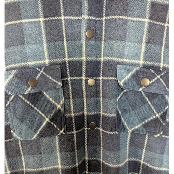 Voyager Mens Super Plush Shirt Jacket Shacket Plaid Blue Snap Button Big Sz 3XL - Picture 8 of 12